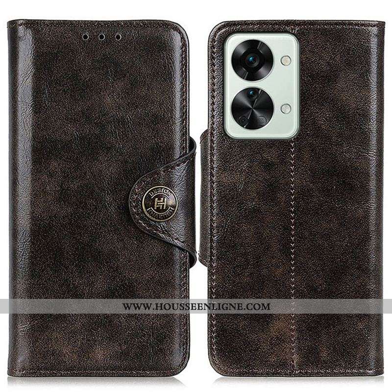 Housse OnePlus Nord 2T 5G Simili Cuir Vintage Bouton