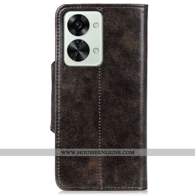 Housse OnePlus Nord 2T 5G Simili Cuir Vintage Bouton