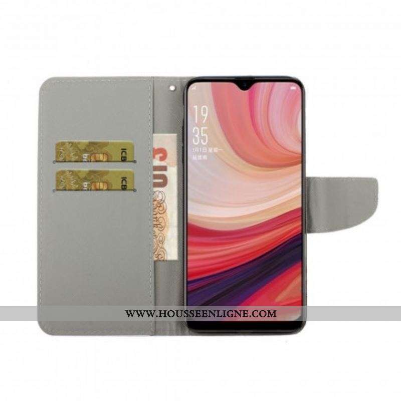 Housse Oppo A15 Précieux Papillons à Lanière