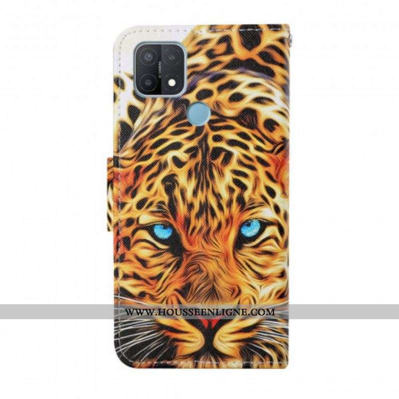 Housse Oppo A15 Tigre avec Lanière