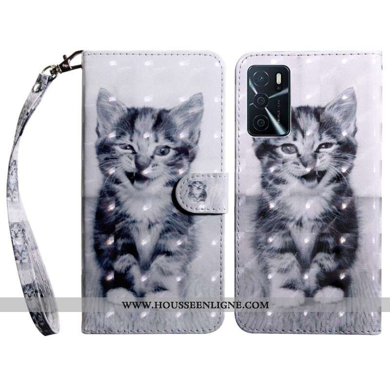 Housse Oppo A16 / A16s Chat Noir et Blanc