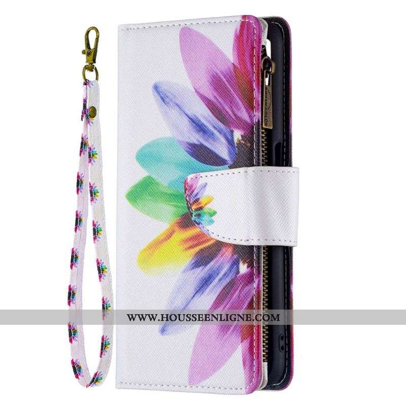 Housse Oppo A16 / A16s Poche Zippée Fleur