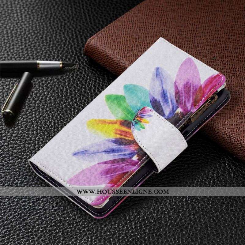 Housse Oppo A16 / A16s Poche Zippée Fleur