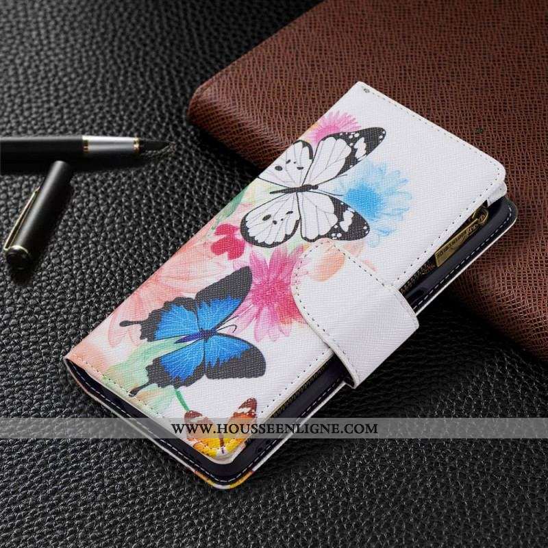 Housse Oppo A16 / A16s Poche Zippée Papillons