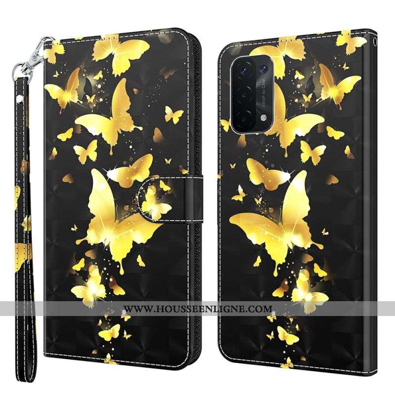 Housse Oppo A54 5G / A74 5G Papillons à Lanière