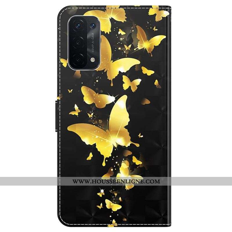 Housse Oppo A54 5G / A74 5G Papillons à Lanière