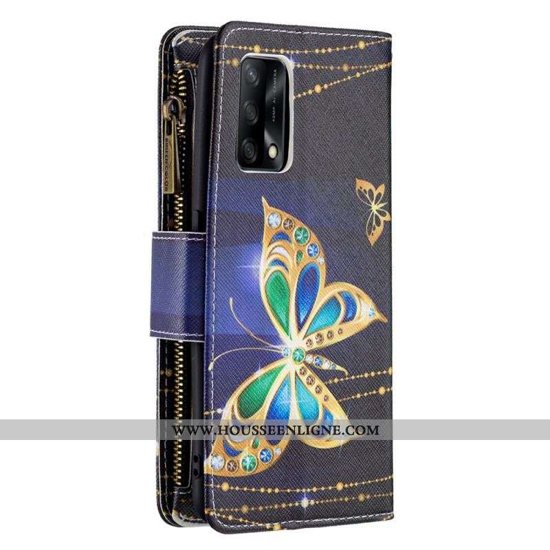 Housse Oppo A74 4G Poche Zippée Papillons