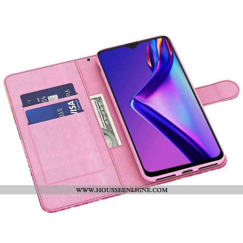 Housse Oppo A94 5G Arbre Rose avec Lanière