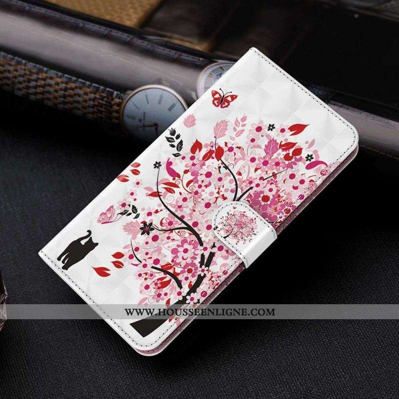 Housse Oppo A94 5G Arbre Rose avec Lanière