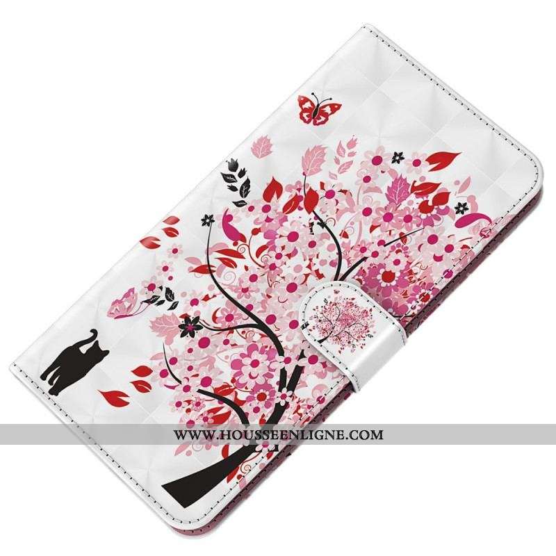 Housse Oppo A94 5G Arbre Rose avec Lanière