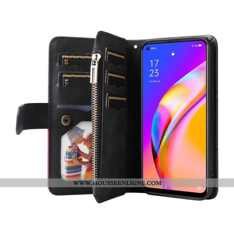 Housse Oppo A94 5G Bicolor Porte-monnaie avec Lanière