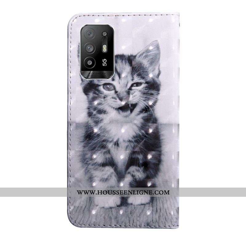 Housse Oppo A94 5G Chaton avec Lanière