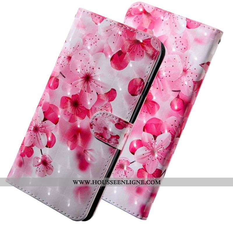 Housse Oppo A94 5G Fleurs Roses avec Lanière