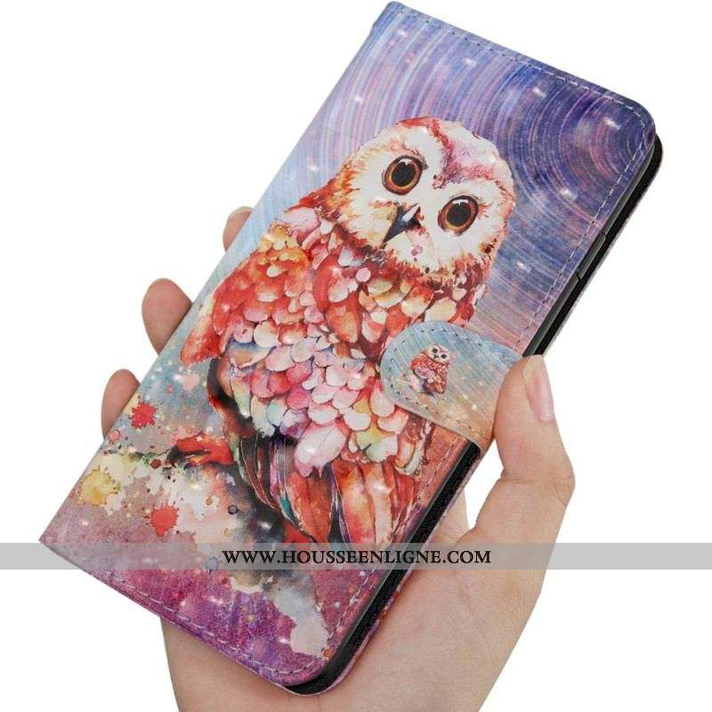 Housse Oppo A94 5G Hibou avec Lanière