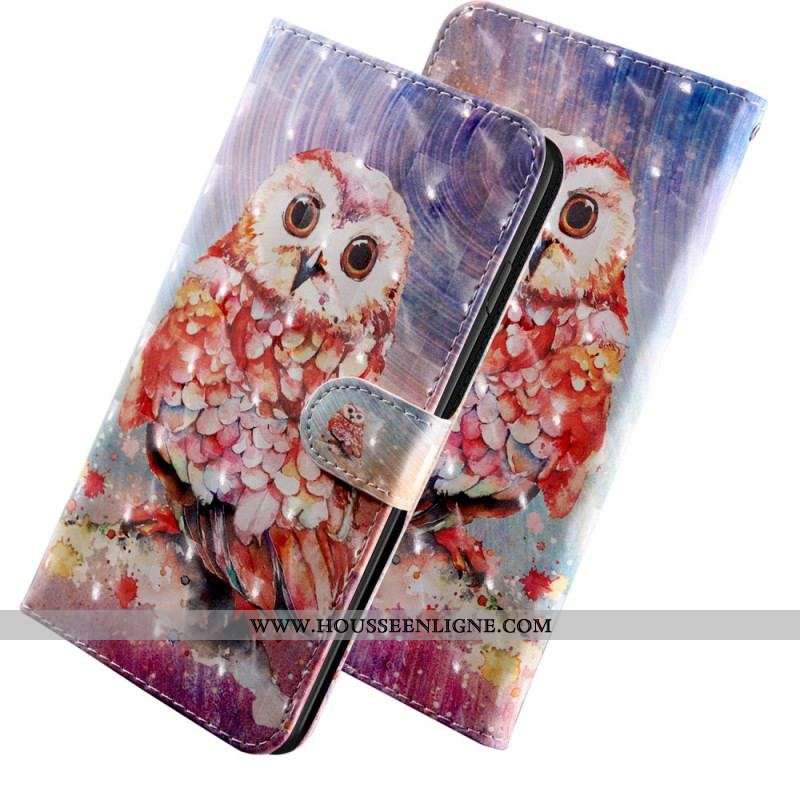 Housse Oppo A94 5G Hibou avec Lanière