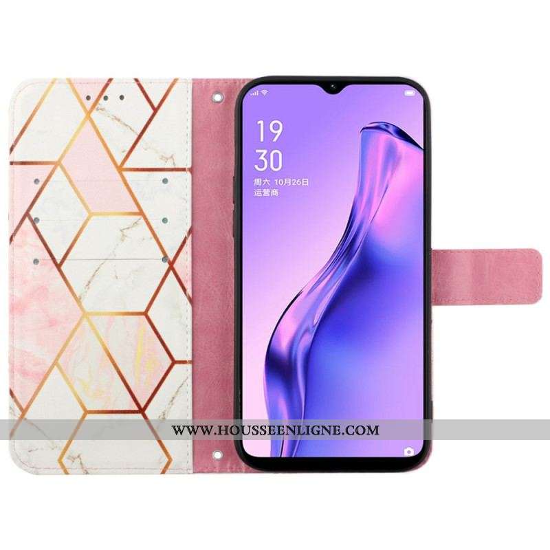 Housse Oppo A94 5G Marbre Géométrique avec Lanière