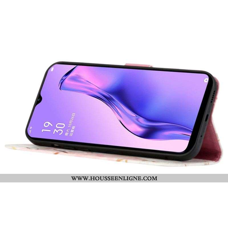 Housse Oppo A94 5G Marbre Géométrique avec Lanière