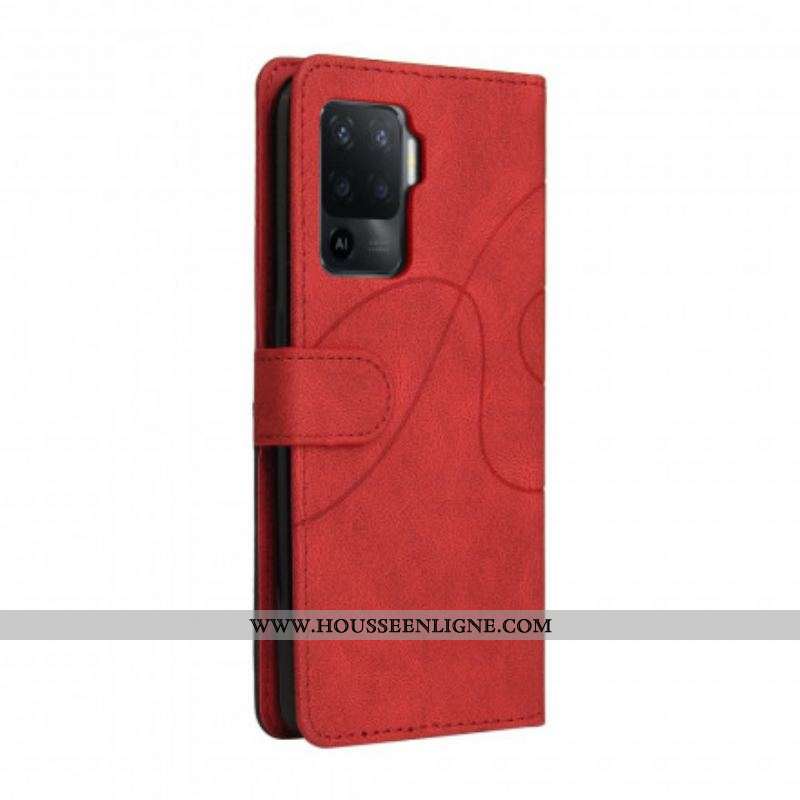 Housse Oppo A94 5G Simili Cuir Bicolore Signature