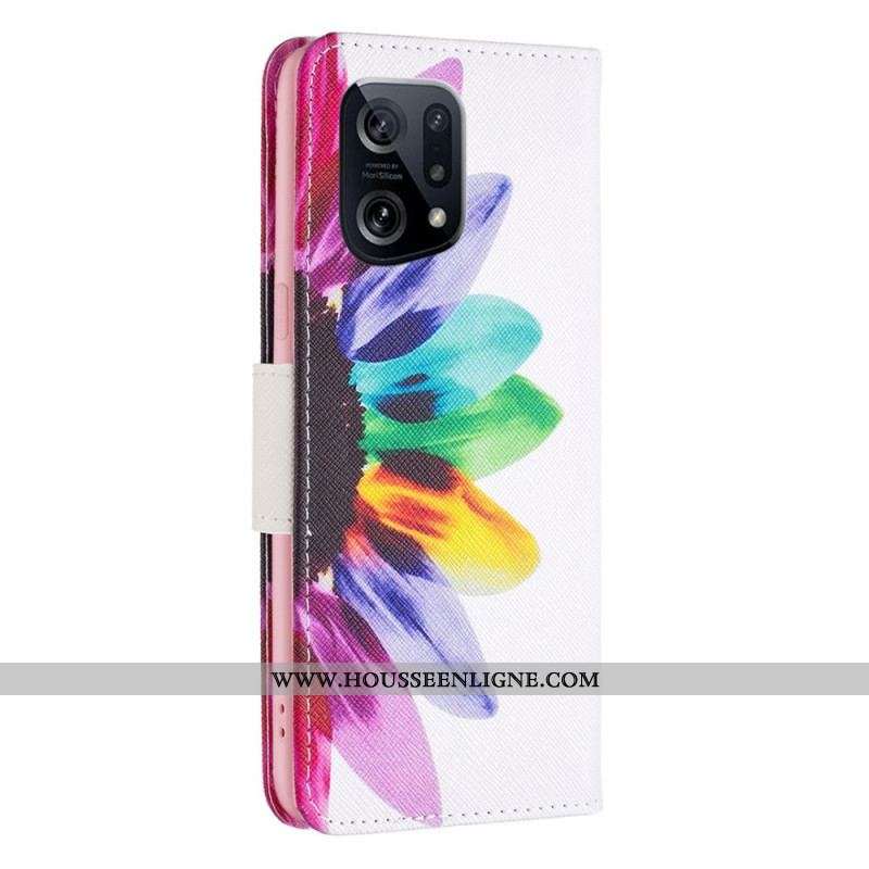 Housse Oppo Find X5 Fleur Aquarelle