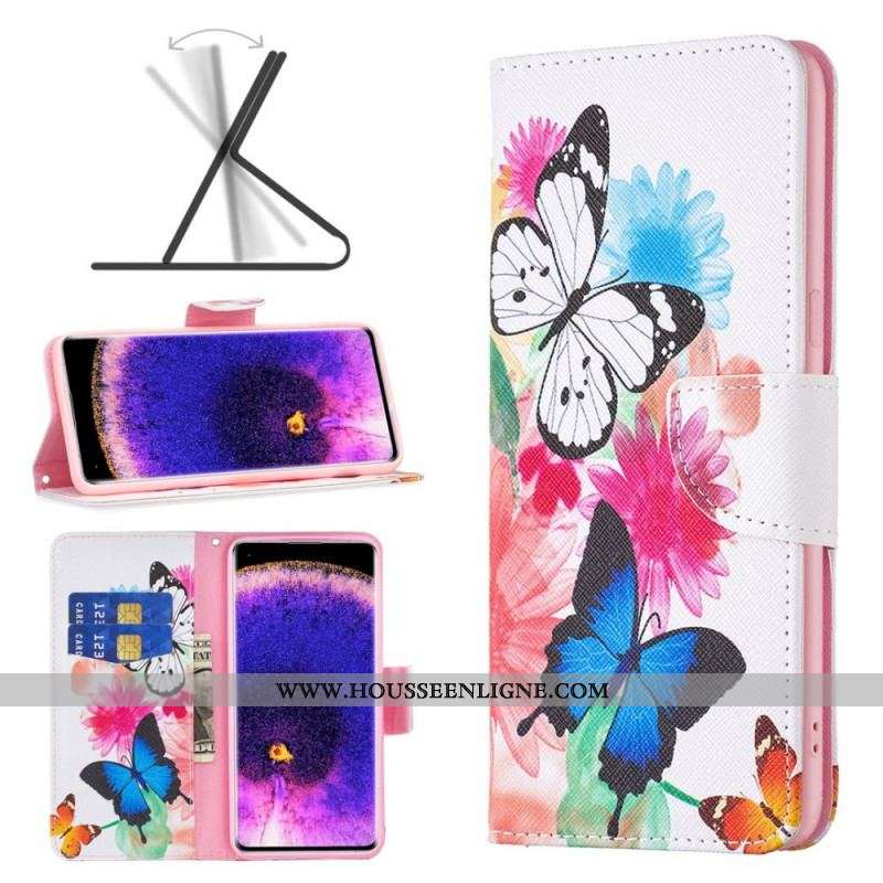 Housse Oppo Find X5 Papillons Aquarelle