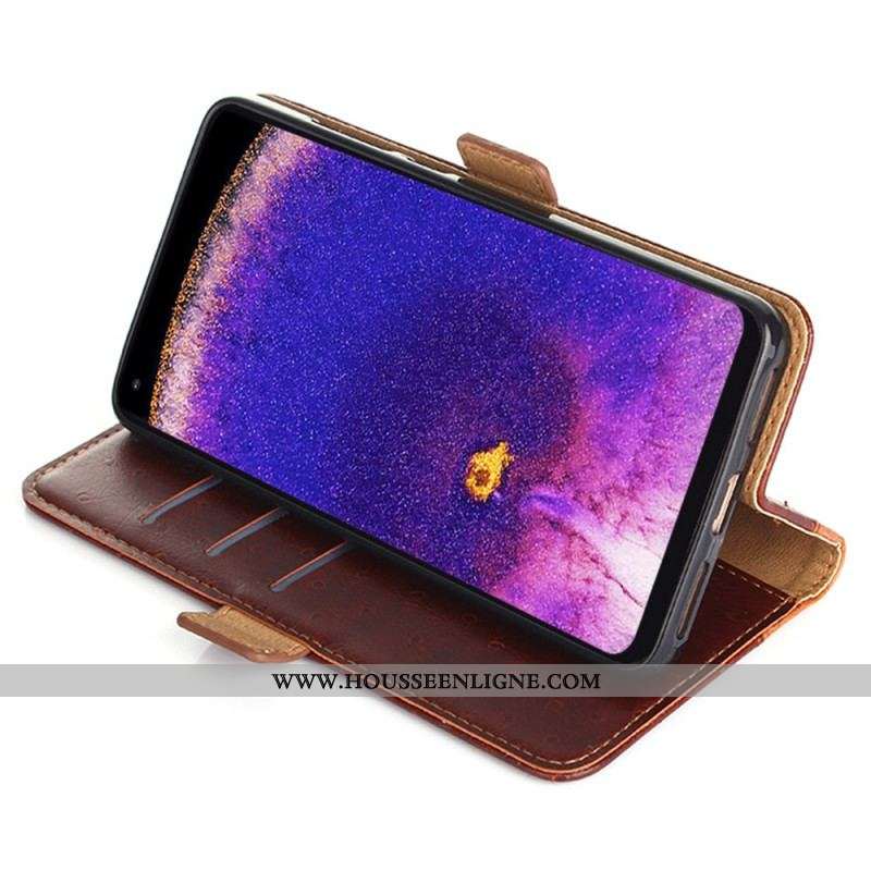 Housse Oppo Find X5 Pro Bicolore Texture Peau d'Autruche