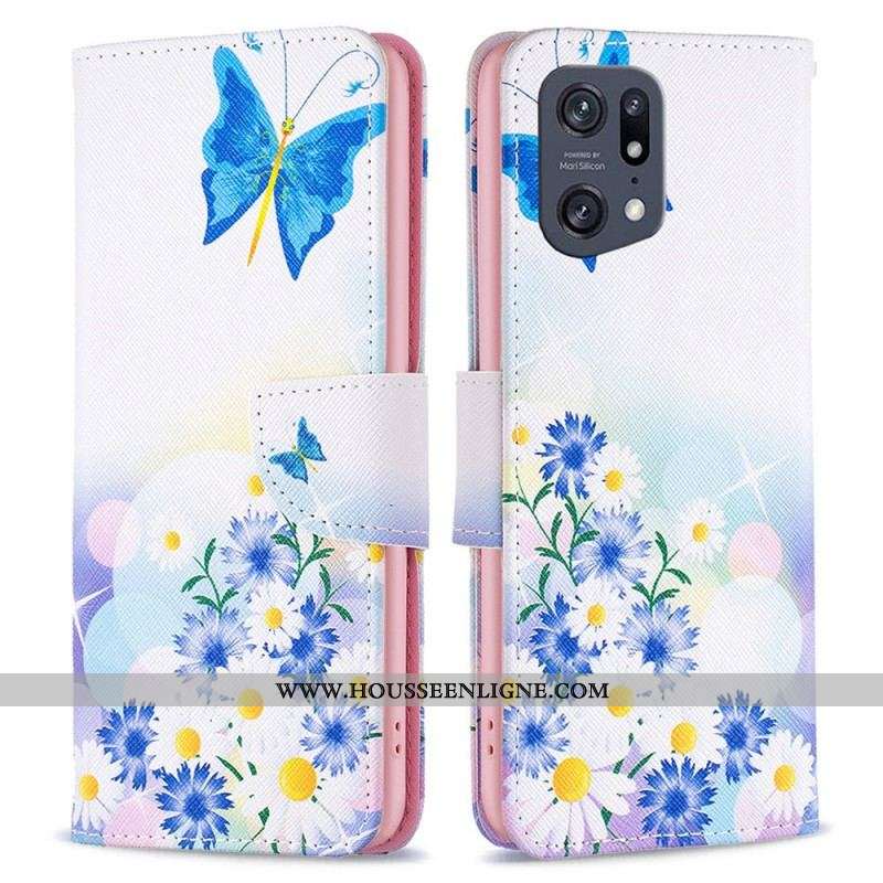 Housse Oppo Find X5 Pro Papillons Aquarelle