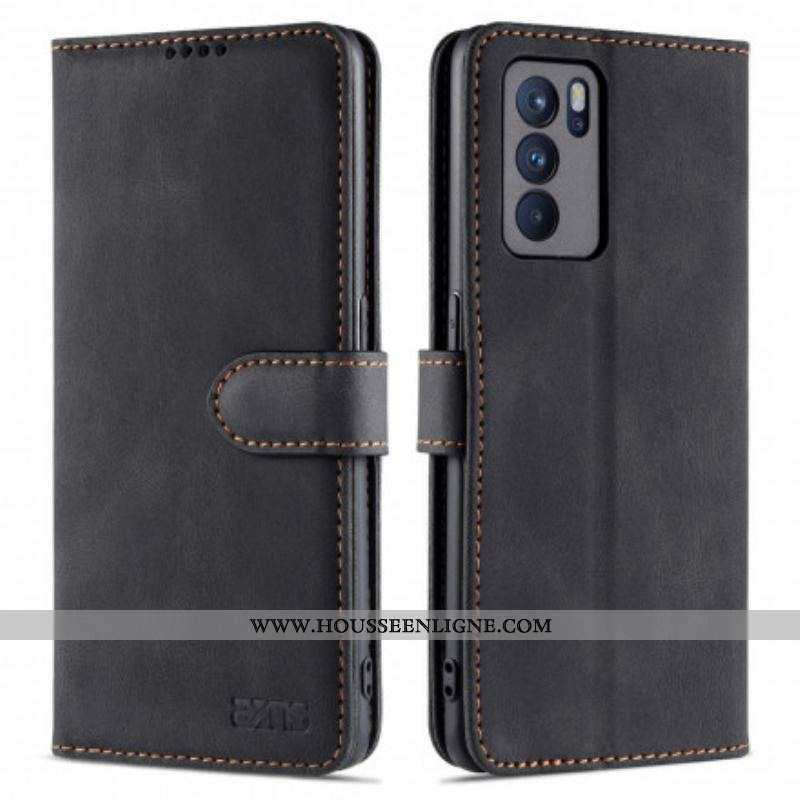 Housse Oppo Reno 6 5G AZNS Effet Cuir Couture