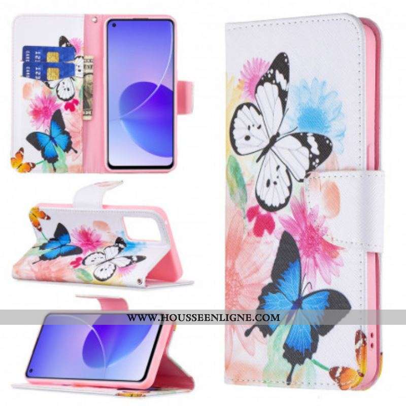 Housse Oppo Reno 6 5G Papillons et Fleurs Peints