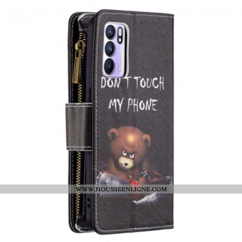 Housse Oppo Reno 6 5G Poche Zippée Ours