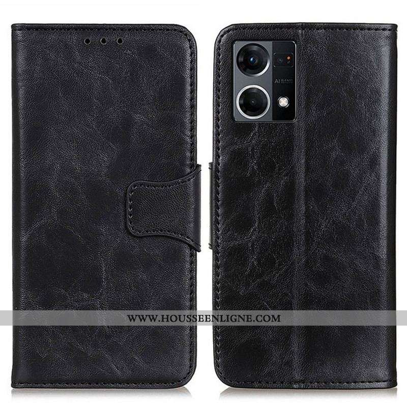 Housse Oppo Reno 7 Cuir Fendu Fermoir Réversible