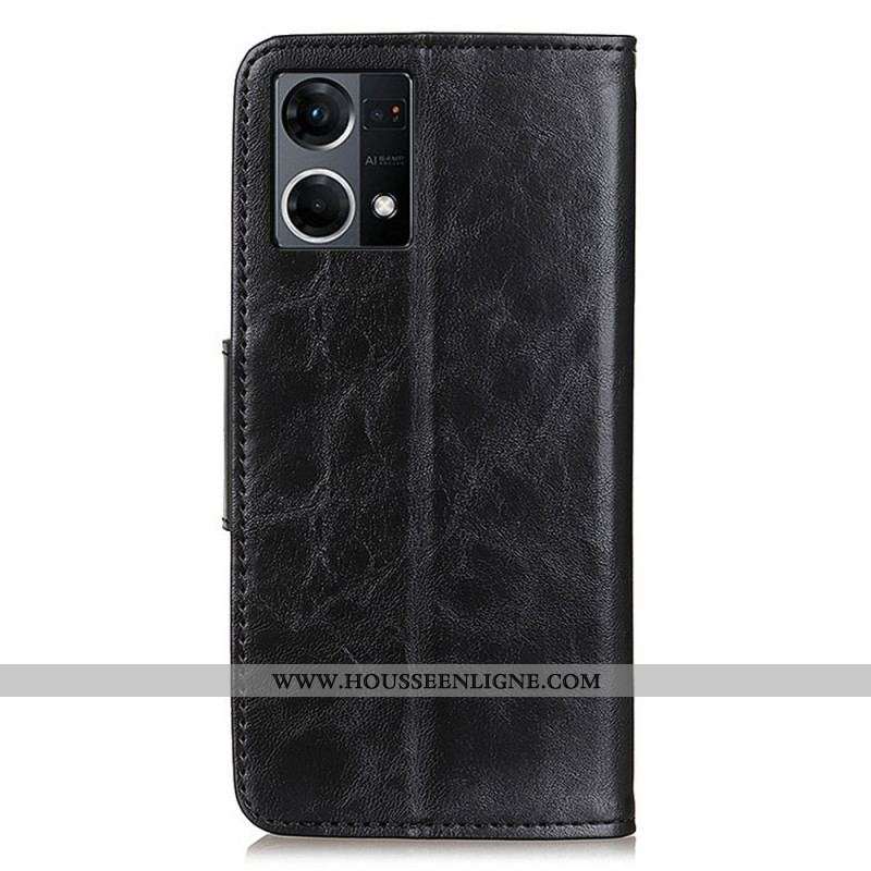 Housse Oppo Reno 7 Cuir Fendu Fermoir Réversible