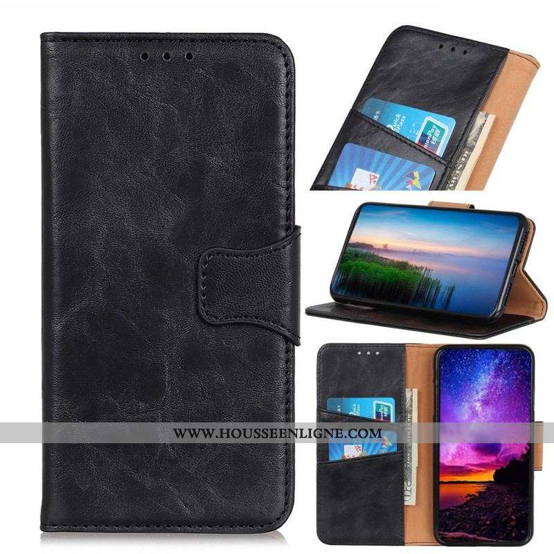 Housse Oppo Reno 7 Cuir Fendu Fermoir Réversible