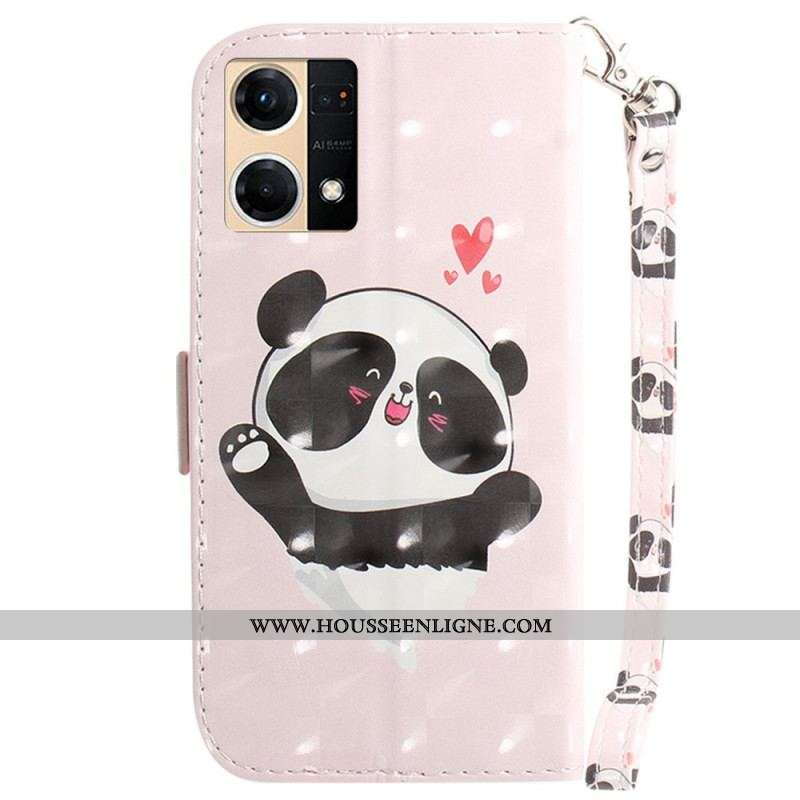 Housse Oppo Reno 7 Panda Love à Lanière