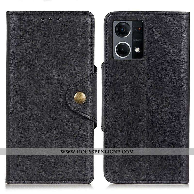 Housse Oppo Reno 7 Simili Cuir Bouton