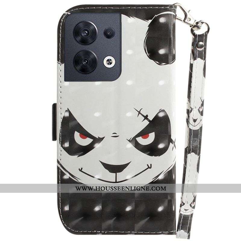 Housse Oppo Reno 8 Angry Panda avec Lanière