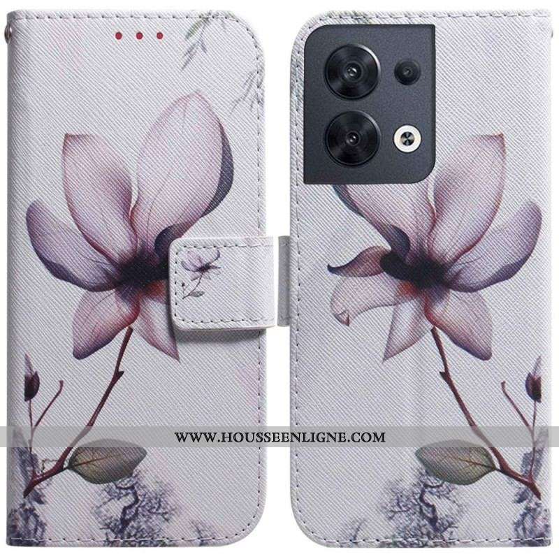 Housse Oppo Reno 8 Fleur Vintage à Lanière