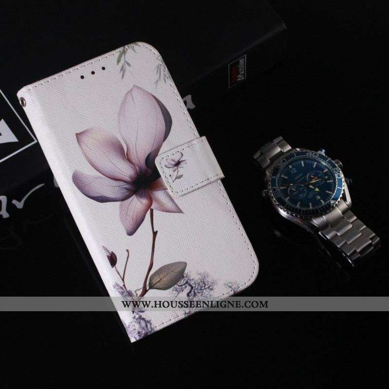 Housse Oppo Reno 8 Fleur Vintage à Lanière