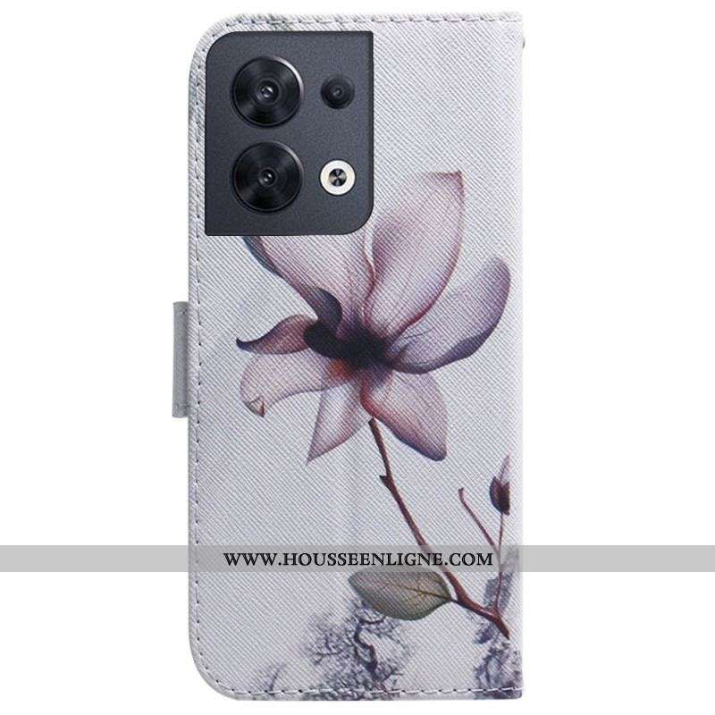 Housse Oppo Reno 8 Fleur Vintage à Lanière