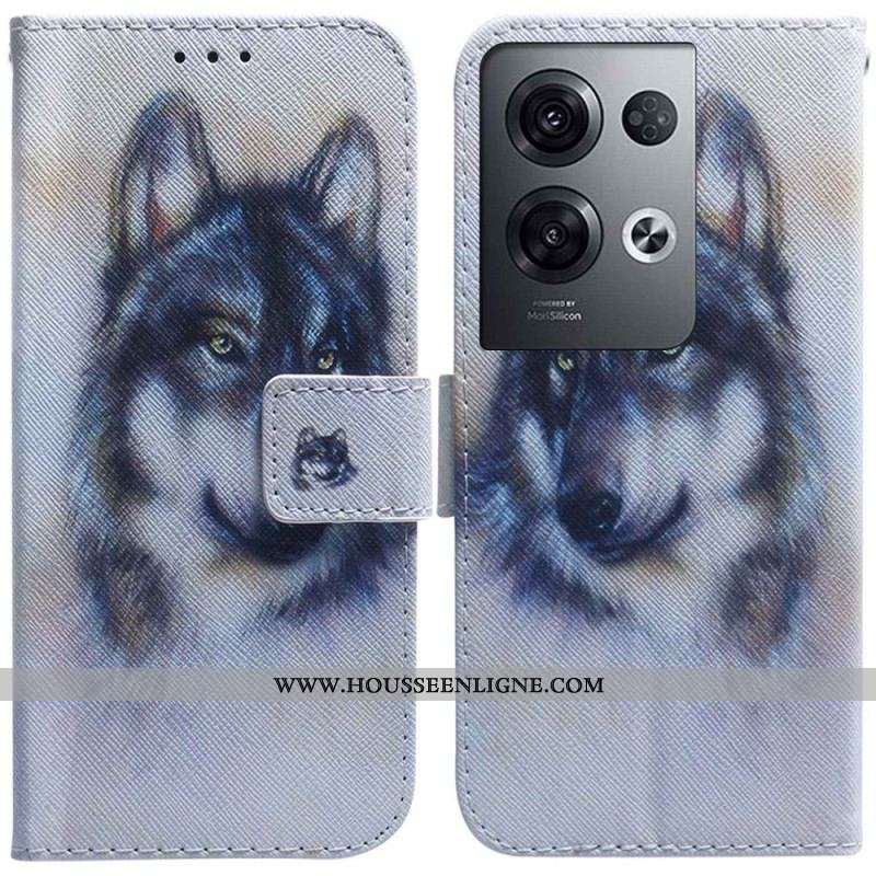 Housse Oppo Reno 8 Pro Chien Aquarelle à Lanière