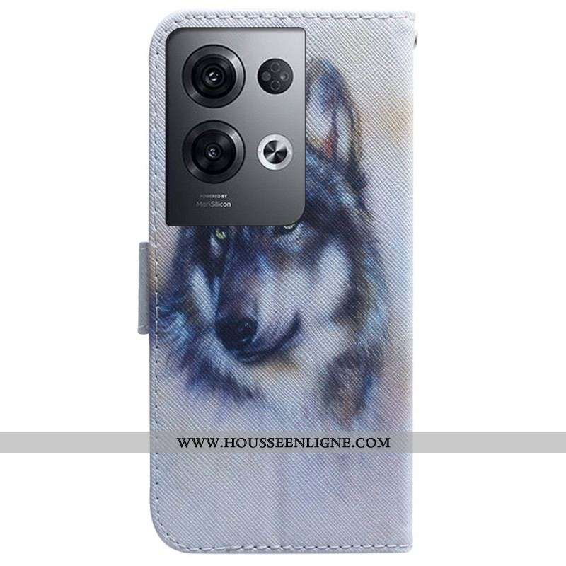 Housse Oppo Reno 8 Pro Chien Aquarelle à Lanière