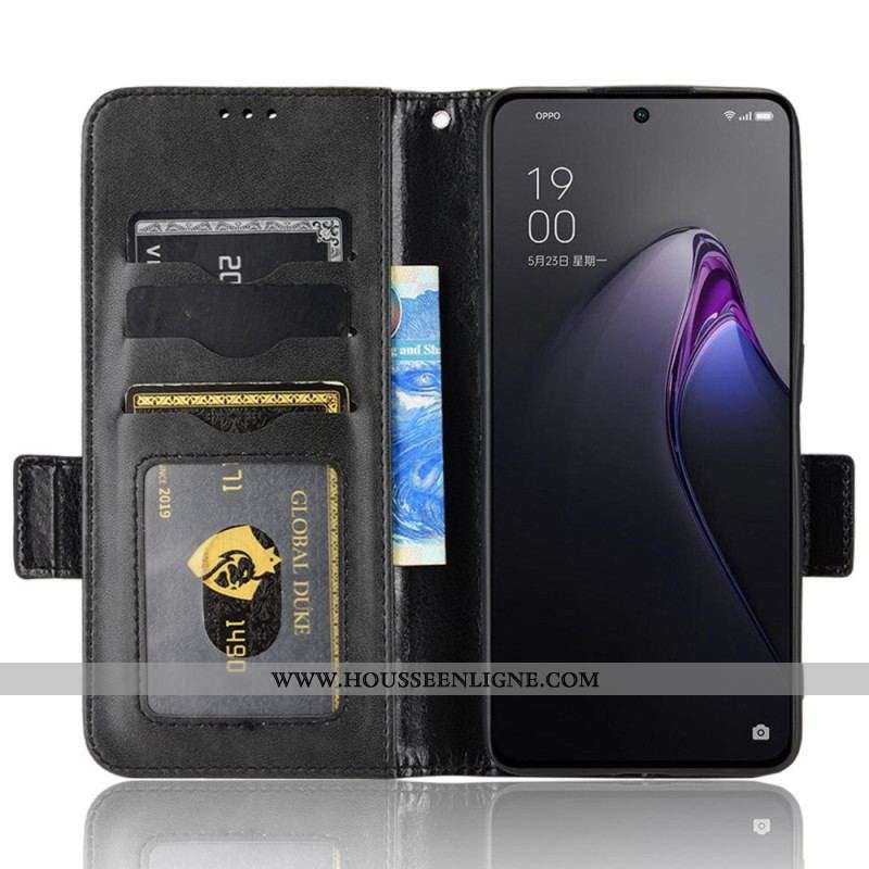 Housse Oppo Reno 8 Pro Double Fermoir à Lanière