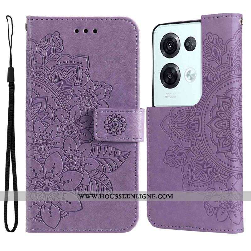 Housse Oppo Reno 8 Pro Florale à Lanière