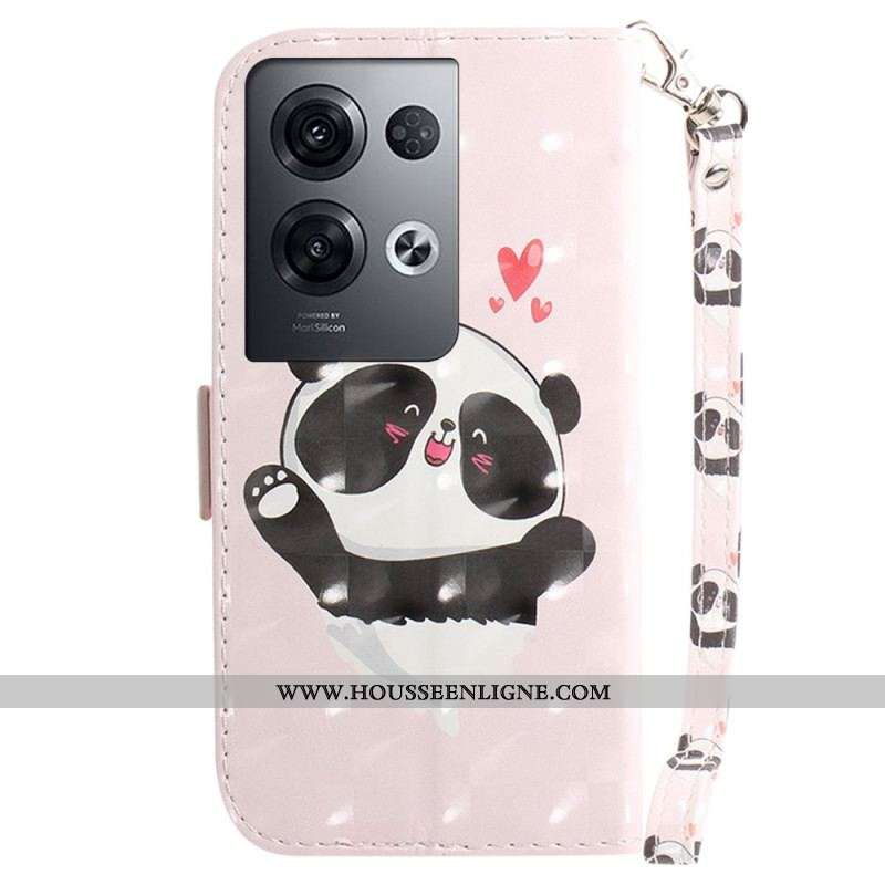 Housse Oppo Reno 8 Pro Panda Love avec Lanière