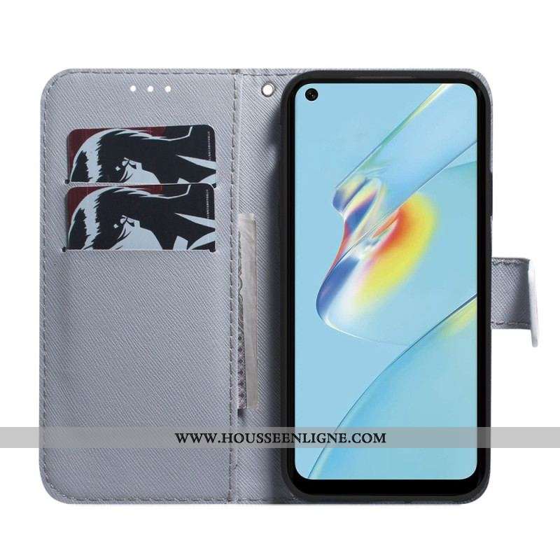 Housse Oppo Reno 8 Tigre Blanc à Lanière