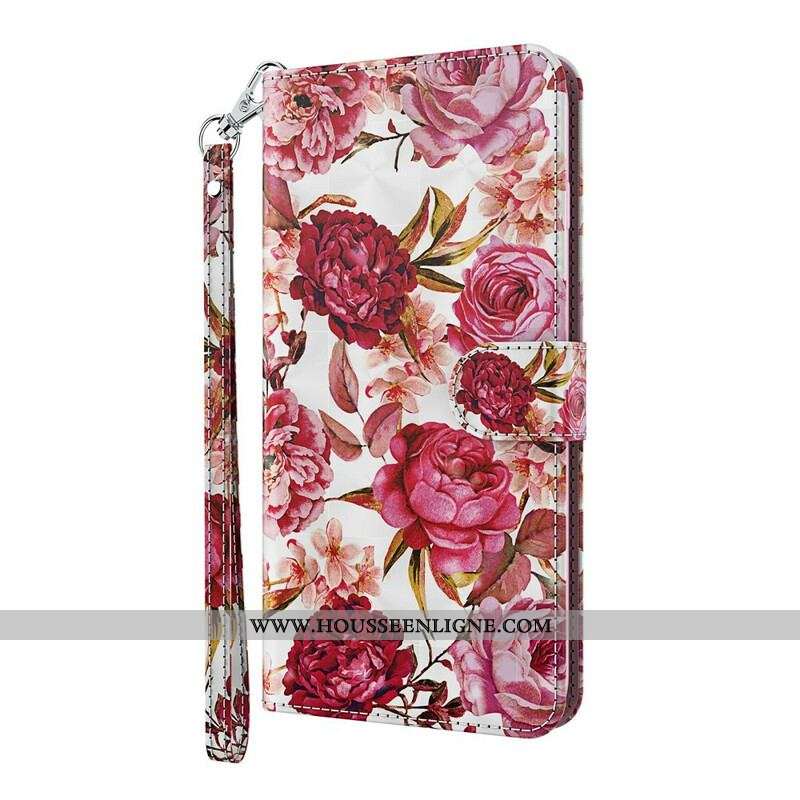 Housse Samsung Galaxy A12 / M12 Light Spot Roses avec Lanière