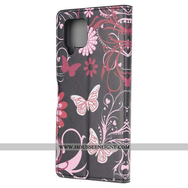 Housse Samsung Galaxy A12 / M12 Papillons et Fleurs