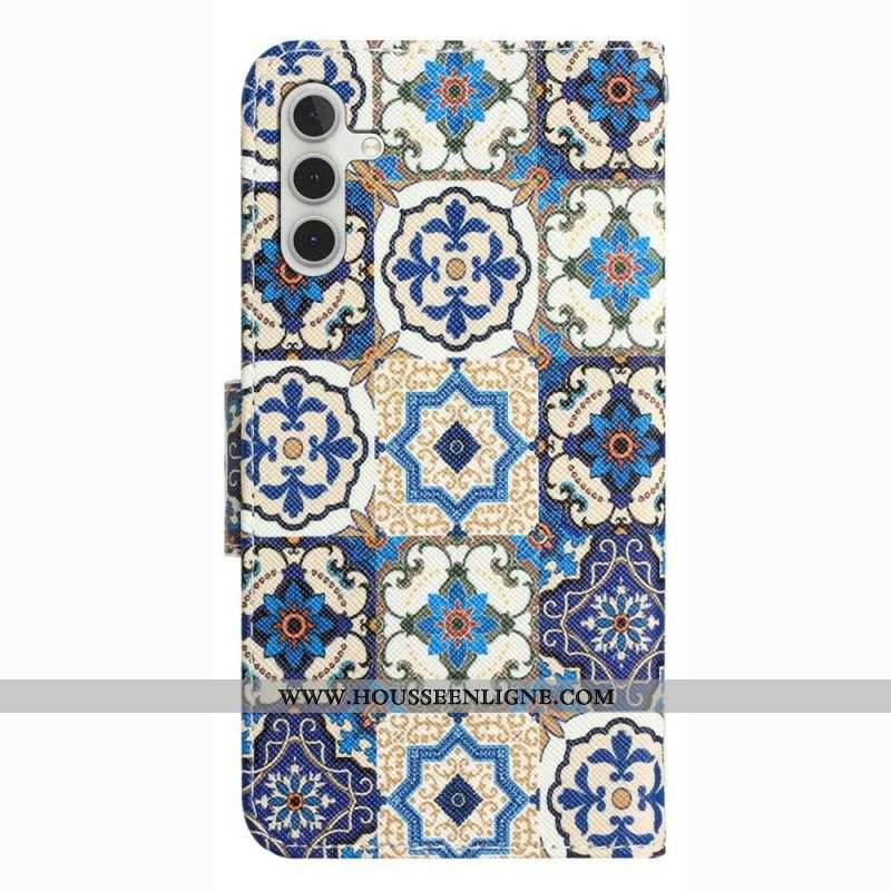 Housse Samsung Galaxy A14 5G / A14 Patchwork à Lanière