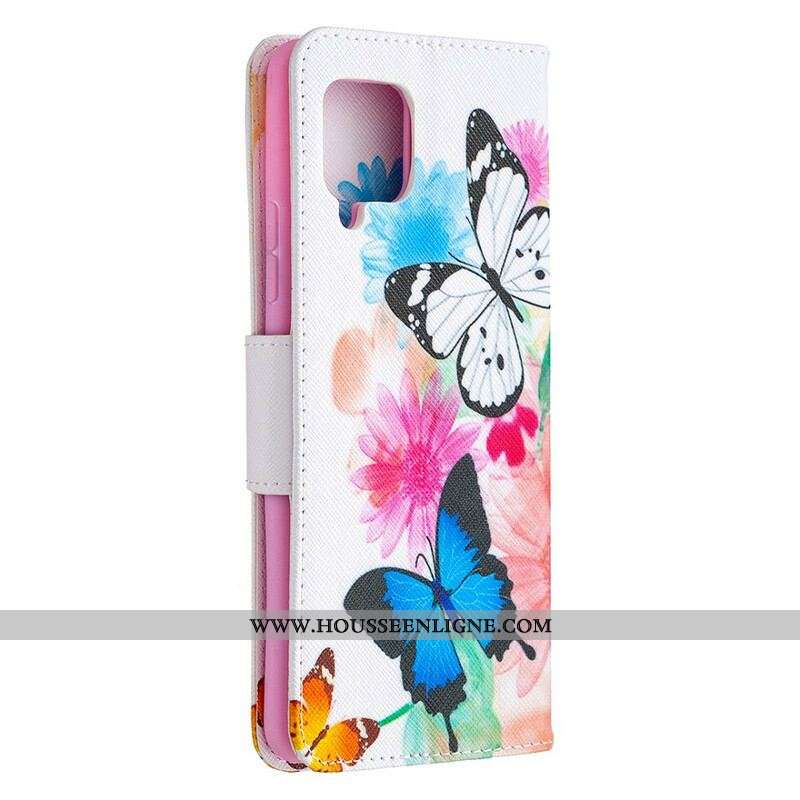 Housse Samsung Galaxy A42 5G Papillons et Fleurs Peints