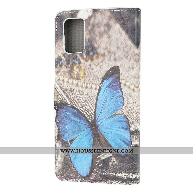 Housse Samsung Galaxy A52 4G / A52 5G / A52s 5G Papillon Bleu