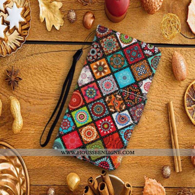 Housse Samsung Galaxy A52 4G / A52 5G / A52s 5G Patchwork Mandalas avec Lanière